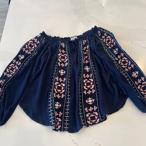 Abercrombie Off the Shoulder Navy Top